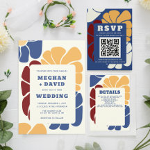 Retro Groovy Boho Chic Floral Wedding Suite