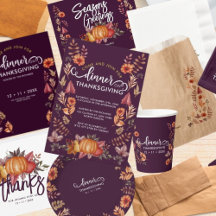 Floral Watercolor Thanksgiving Dinner Suite