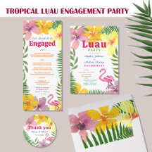 Tropical Luau Engagement Party Invitation Suite