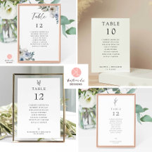 Table Number Seating Chart with Names Wedding