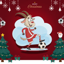 Christmas Goat Playing Soccer