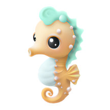 Cute baby seahorse in Teal and White