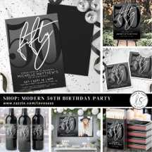 Fifty Years Simple Black White 50th Birthday Party