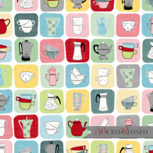 Retro Coffee Pots and Cups Pattern