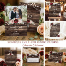 Burgundy and Blush Floral Rustic Wedding