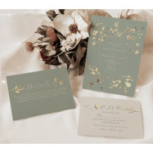 Sage Green Boho Floral Wedding Suite