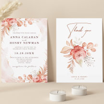 Pink Peach Watercolor Floral Wedding Collection