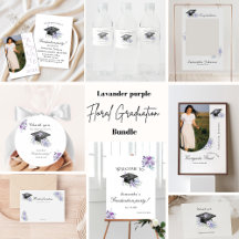 Watercolor Lilac  Purple Floral Graduation Party