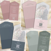 Wedding All in One Elegant Modern Invitations 
