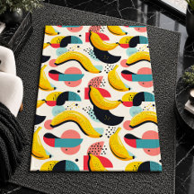 Abstract funky banana sketch doodles area rugs