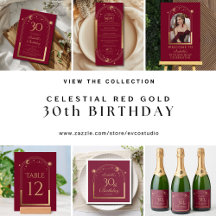 Celestial Red Gold 30th Birthday Thirty Thirtieth