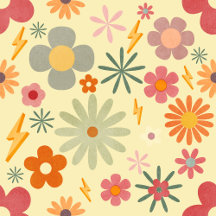 retro daisy flowers design