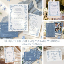 Elegant French Blue Vintage Floral Wedding