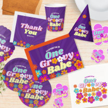 Groovy One Colorful Retro Floral Birthday Suite