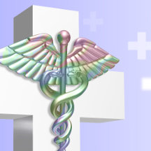 Holographic Medical 3D Caduceus White Cross