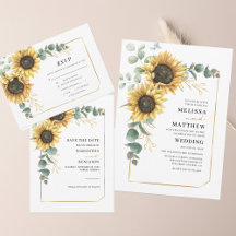 Floral Sunflower Eucalyptus Wedding Invitation