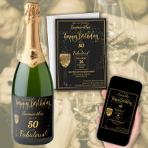 50 and Fabulous Black and Gold Birthday Party