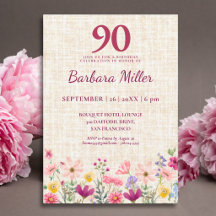 Elegant 90th Birthday Linen Floral Collection