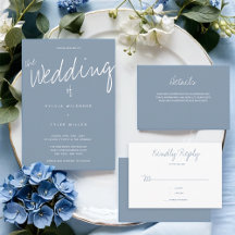 Dusty Blue Wedding Invitation Suite