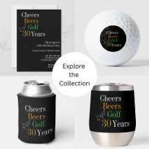 30th Birthday Golf Party Cheers Beers Black Gold