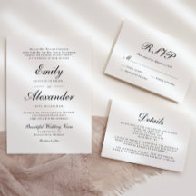 Stylish Script Black and White Wedding Suite