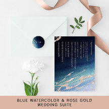 Navy Blue Ombre Agate Rose Gold - Wedding