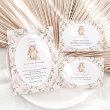 Cute Bunny and Pink Flowers Baby Shower Collection