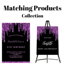 Birthday party - purple glitter on black