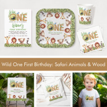 Wild One First Birthday: Safari Animals & Wood