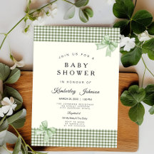 Sage Green Gingham Baby Shower Collection