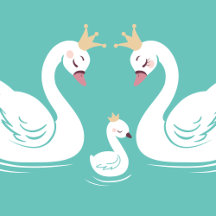 Swan Baby Shower Bird with Crown Co-Ed Teal