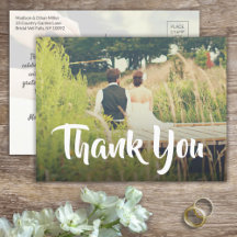 Elegant Script Typography Photo Wedding Thank You
