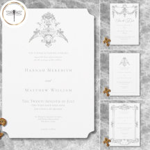 Elegant Light Gray Chinoiserie Cherub Wedding