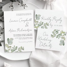 Simple Watercolor Eucalyptus Wedding Collection