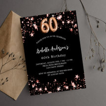 60th Birthday - Black and rose gold stars