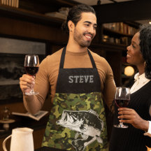 Men's Hunting & Fishing Themed Camo BBQ Apron