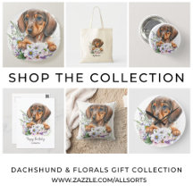 Adorable Dachshund with Florals in Watercolor