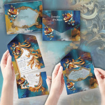 Abstract bronze, gold-blue Baroque Style 