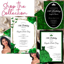 Green 18th Birthday Debut Invitations