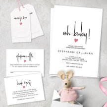 Chic Baby girl shower, tiny pink heart