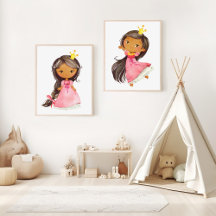 African American Princess Nursery Prints