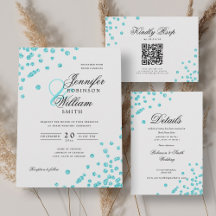 Elegant Wedding Turquoise Glitter Confetti Set 