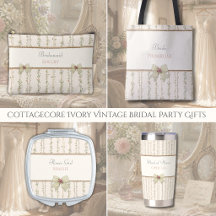 Cottagecore Ivory Vintage Bridal Party Gifts
