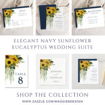 Elegant Navy Sunflower Eucalyptus Wedding Suite