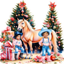 Black Cowgirl Winter Scene Horse Merry Christmas 