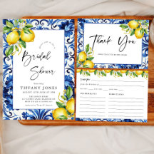 Mediterranean Blue Tiles Lemon Bridal Shower 