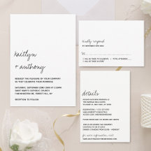 Modern Black & White Script Minimalistic Wedding