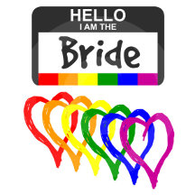 Rainbow Wedding Name Badge and Hearts