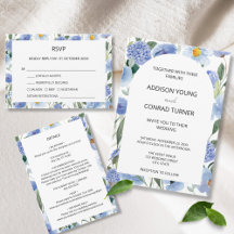 Blue Whimsical Watercolor Botanical Wedding