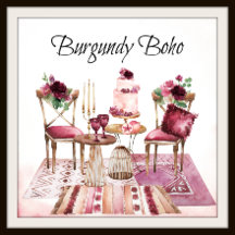 Burgundy Boho Watercolor